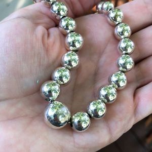 Sterling Silver graduated Beaded Necklace Vintage 1980’s Add-a-bead